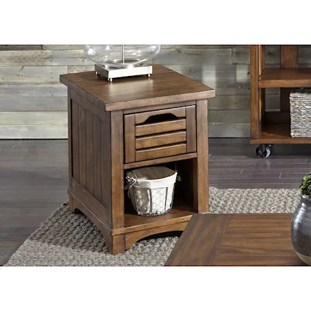 Mission Lamp End Table with Drawer and Shelf